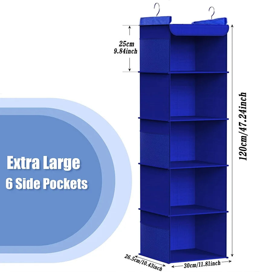 Closet organizer with folded clothes