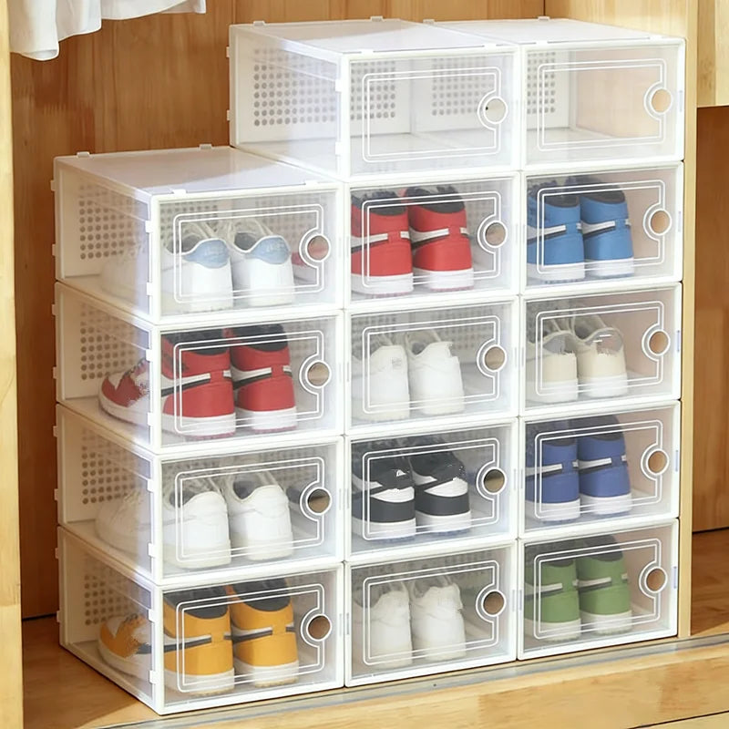 Shoe boxes in closet